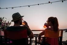 A couple enjoy outdoor dining in Myrtle Beach